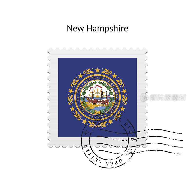 State of New Hampshire flag postage stamp.